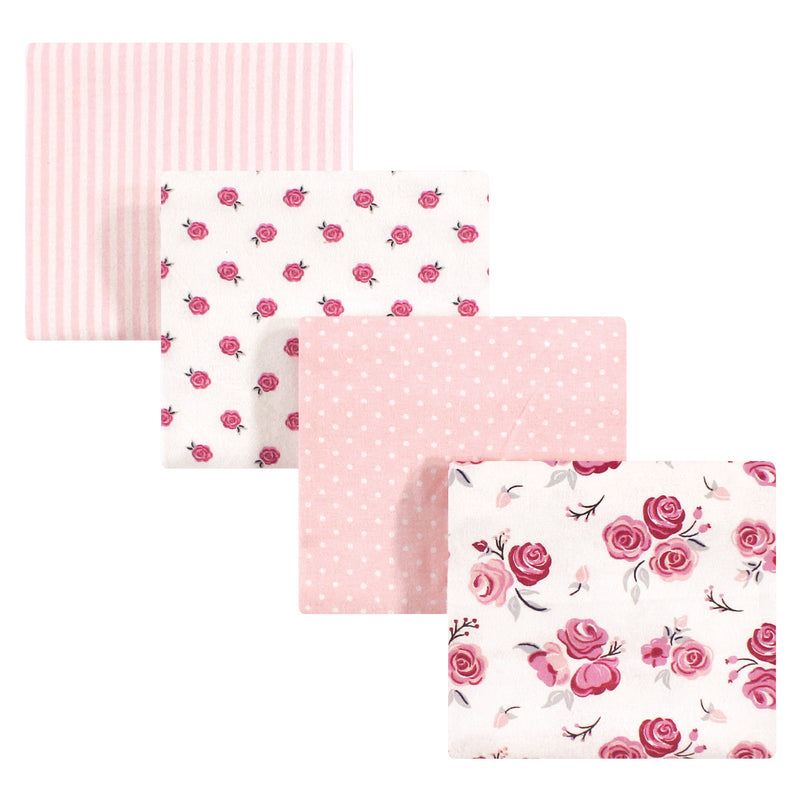 Hudson Baby Cotton Flannel Receiving Blankets, Rose