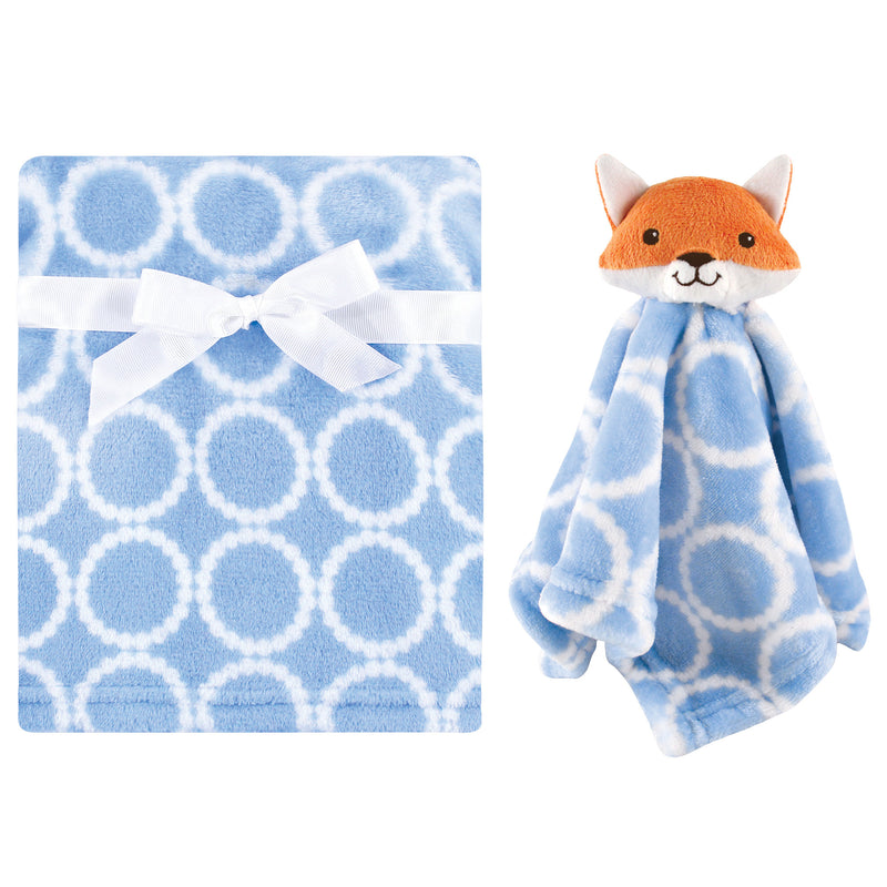 Hudson Baby Plush Blanket with Security Blanket, Blue Fox