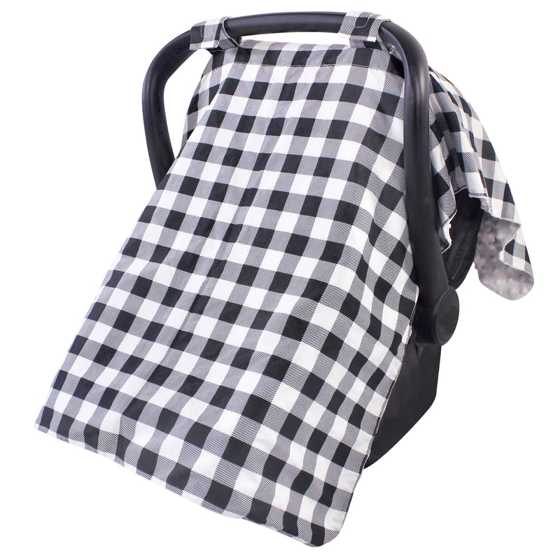 Hudson Baby Reversible Car Seat and Stroller Canopy, Black Plaid