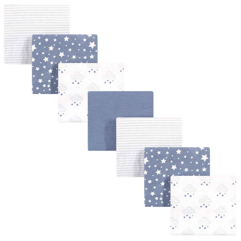 Hudson Baby Cotton Flannel Receiving Blankets Bundle, Cloud Mobile Blue