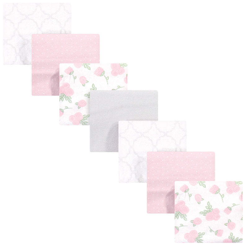 Hudson Baby Cotton Flannel Receiving Blankets Bundle, Pink Rose