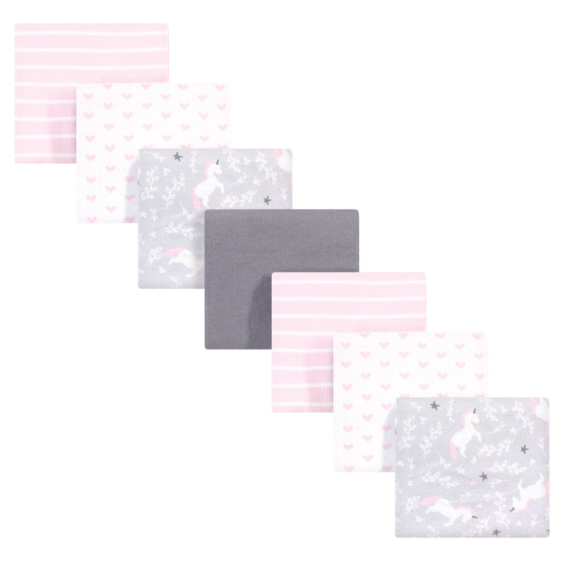 Hudson Baby Cotton Flannel Receiving Blankets Bundle, Whimsical Unicorn
