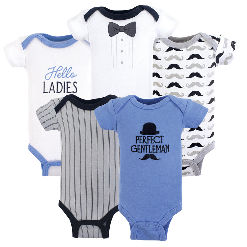 Hudson Baby Cotton Preemie Bodysuits, Perfect Gentleman Short-Sleeve
