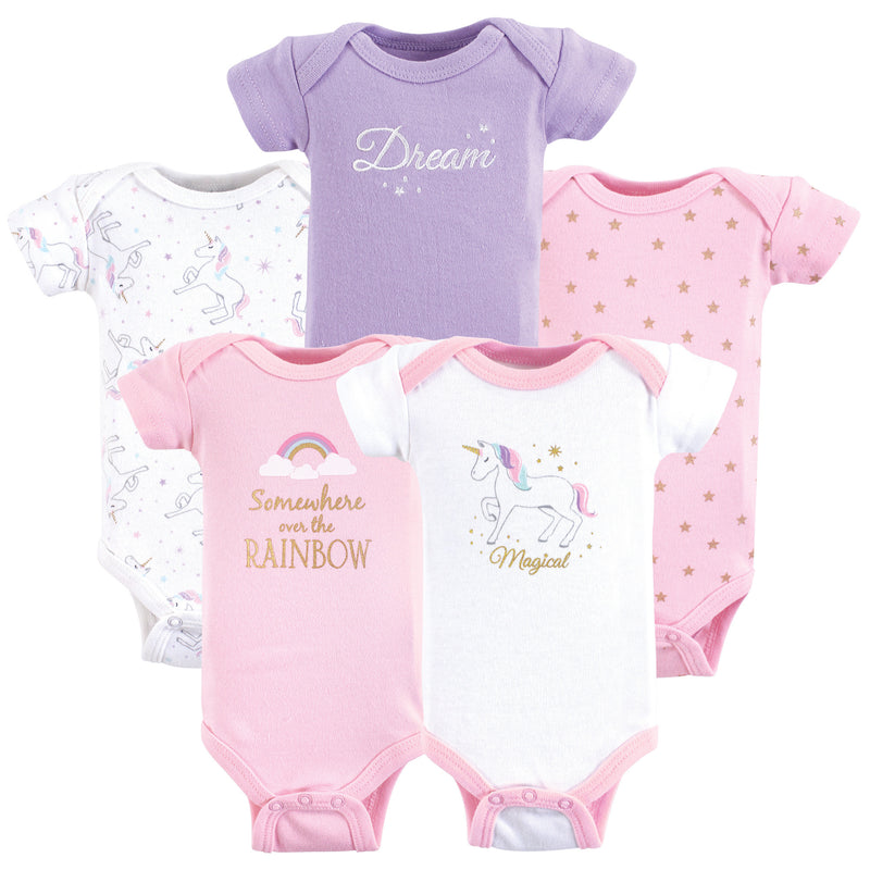 Hudson Baby Cotton Preemie Bodysuits, Magical Unicorn Short-Sleeve