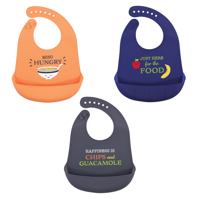 Hudson Baby Silicone Bibs, Miso Hungry