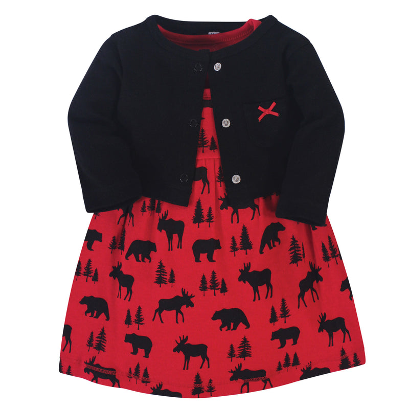 Hudson Baby Dress and Cardigan, Red Moose Bear