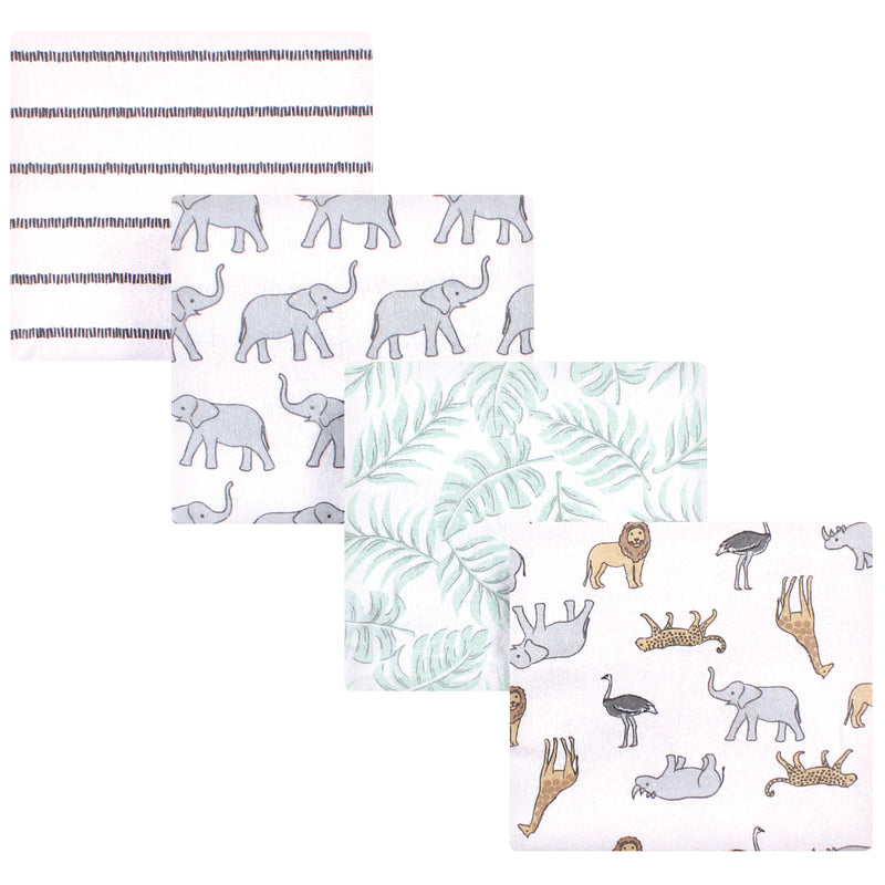 Hudson Baby Cotton Flannel Receiving Blankets, Modern Neutral Safari