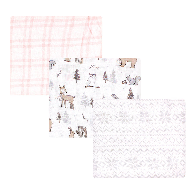 Hudson Baby Cotton Muslin Swaddle Blankets, Winter Forest