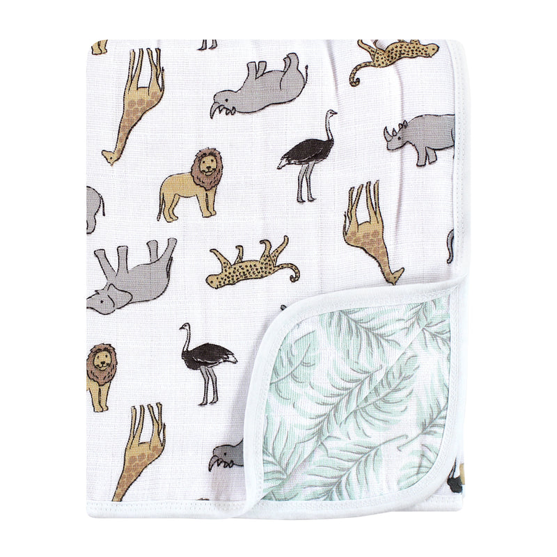 Hudson Baby Muslin Tranquility Quilt Blanket, Modern Neutral Safari
