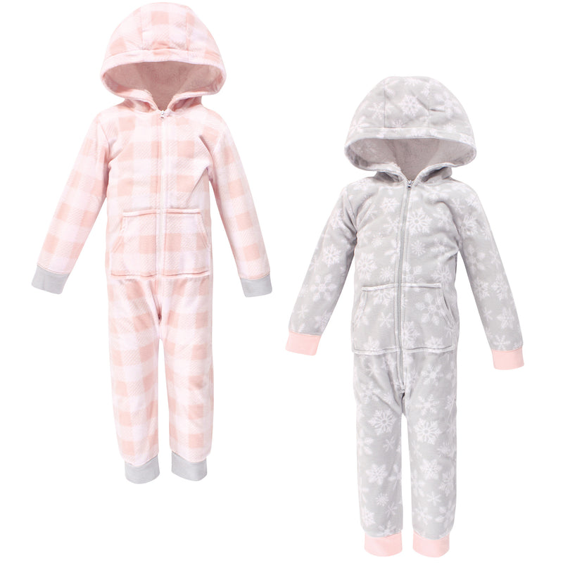 Hudson Baby Fleece Jumpsuits, Coveralls, and Playsuits, Gray Pink Snowflake Toddler