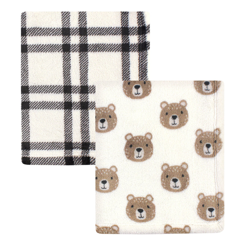 Hudson Baby Cozy Plush Luxury Blankets 2pk, Bear, One Size