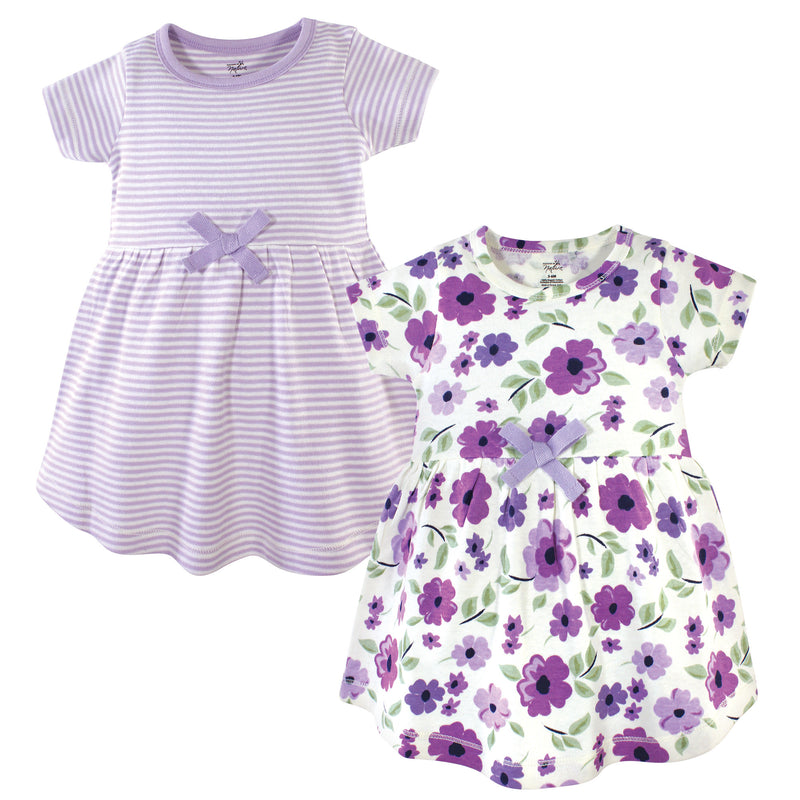 Touched by Nature Organic Cotton Short-Sleeve Dresses, Purple Garden