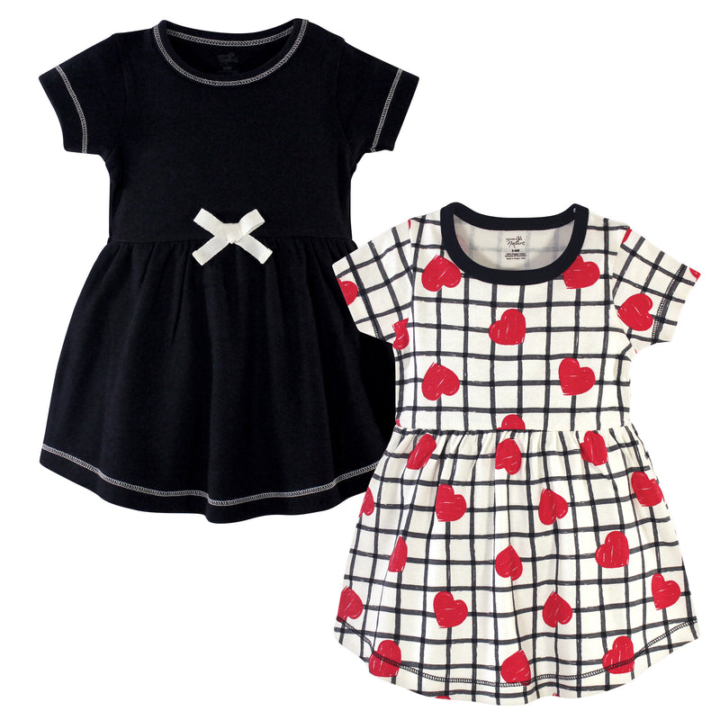 Touched by Nature Organic Cotton Short-Sleeve Dresses, Black Red Heart