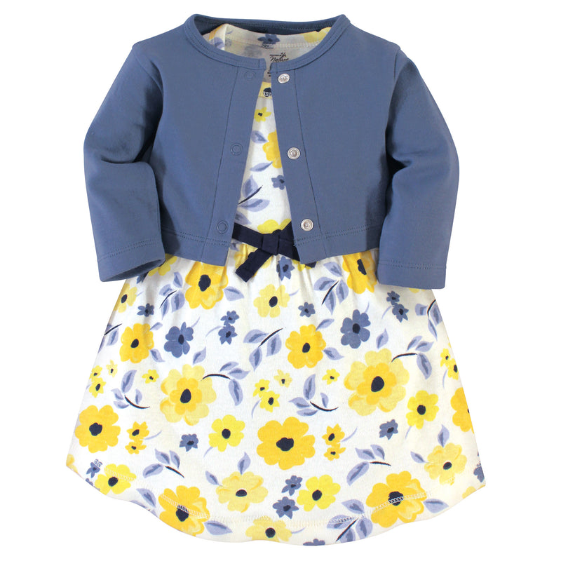 Touched by Nature Organic Cotton Dress and Cardigan, Yellow Garden