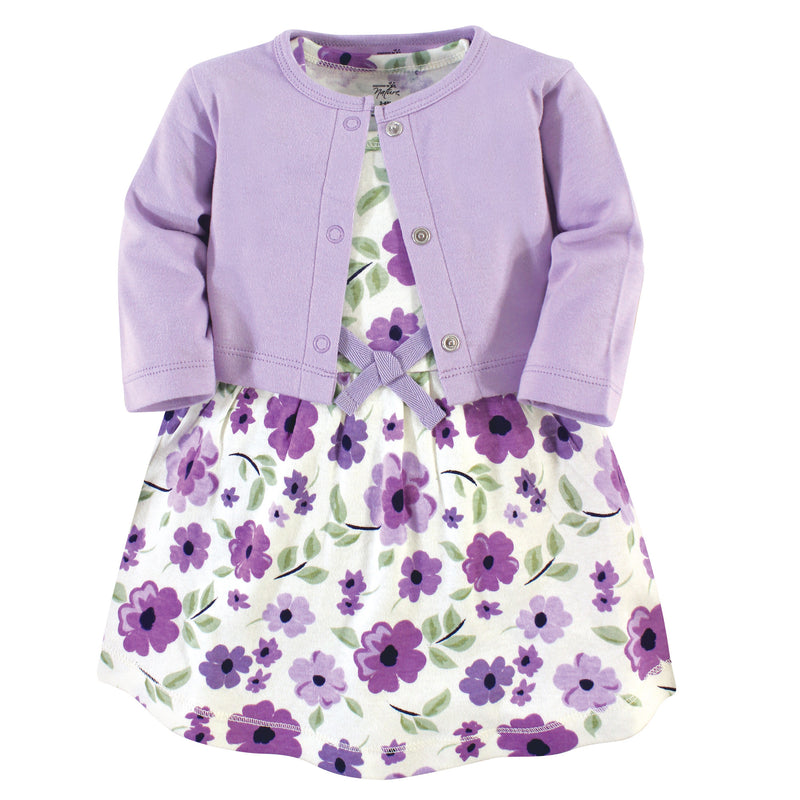 Touched by Nature Organic Cotton Dress and Cardigan, Purple Garden