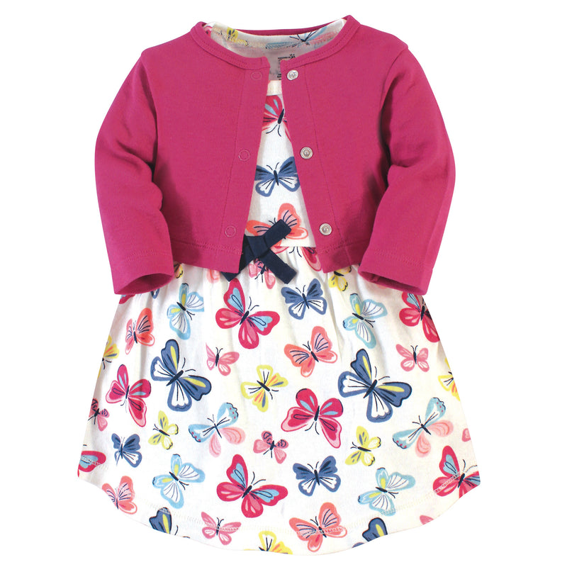Touched by Nature Organic Cotton Dress and Cardigan, Bright Butterflies