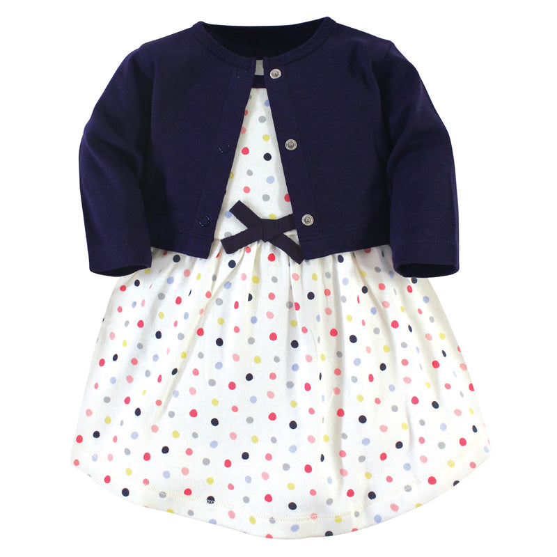 Touched by Nature Organic Cotton Dress and Cardigan, Colorful Dot