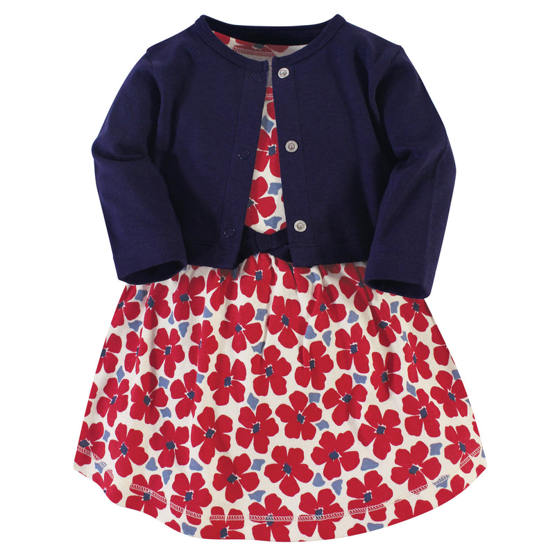 Touched by Nature Organic Cotton Dress and Cardigan, Red Flowers