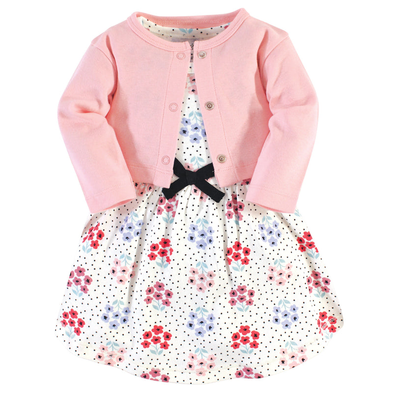 Touched by Nature Organic Cotton Dress and Cardigan, Floral Dot