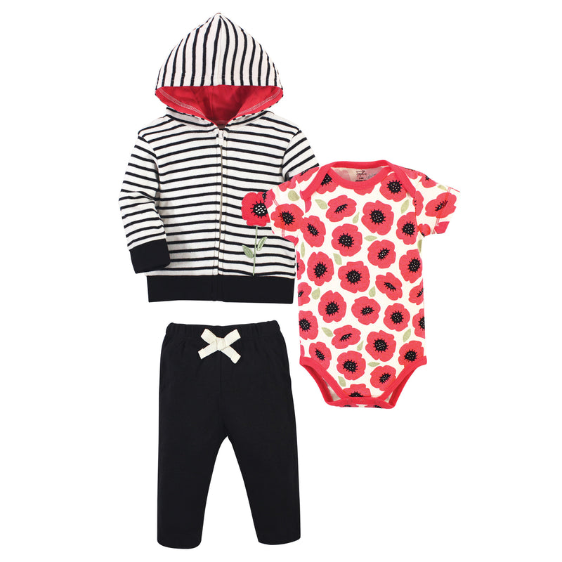 Touched by Nature Organic Cotton Hoodie, Bodysuit or Tee Top, and Pant, Poppy