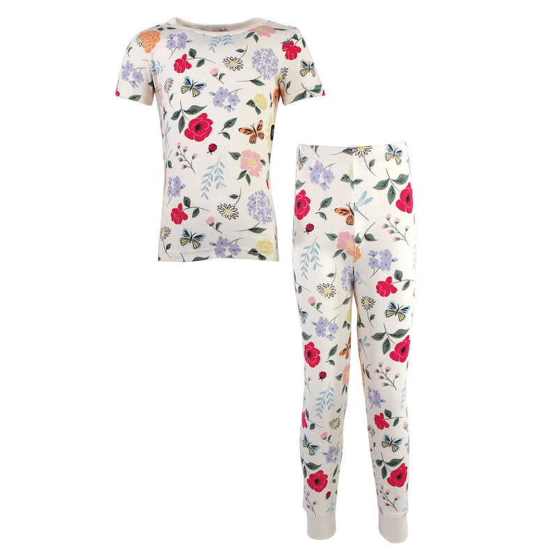 Touched by Nature Organic Cotton Tight-Fit Pajama Set, Flutter Garden
