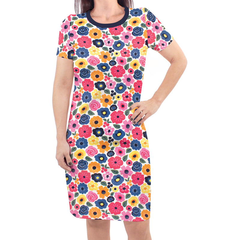 Touched by Nature Organic Cotton Short-Sleeve Dresses, Bright Flowers