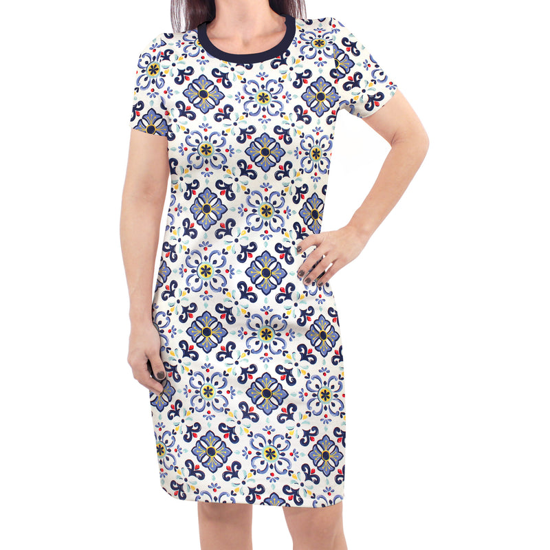 Touched by Nature Organic Cotton Short-Sleeve Womens Dresses, Pottery Tile