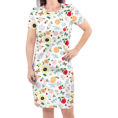 Touched by Nature Organic Cotton Short-Sleeve Womens Dresses, Flutter Garden