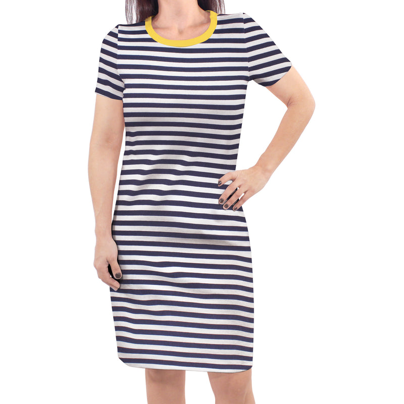 Touched by Nature Organic Cotton Short-Sleeve Dresses, Navy Yellow