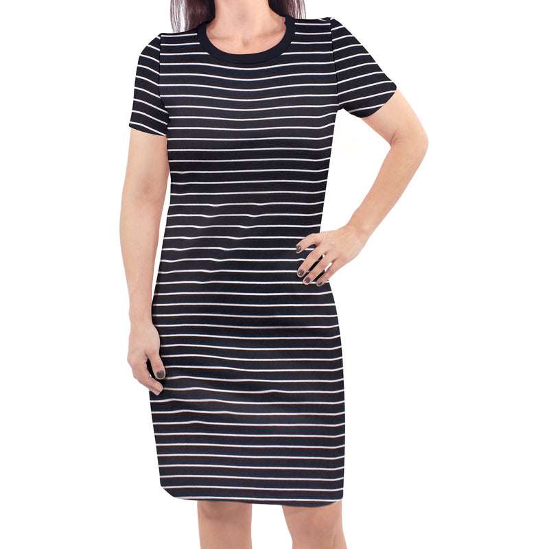 Touched by Nature Organic Cotton Short-Sleeve Dresses, Black Stripe