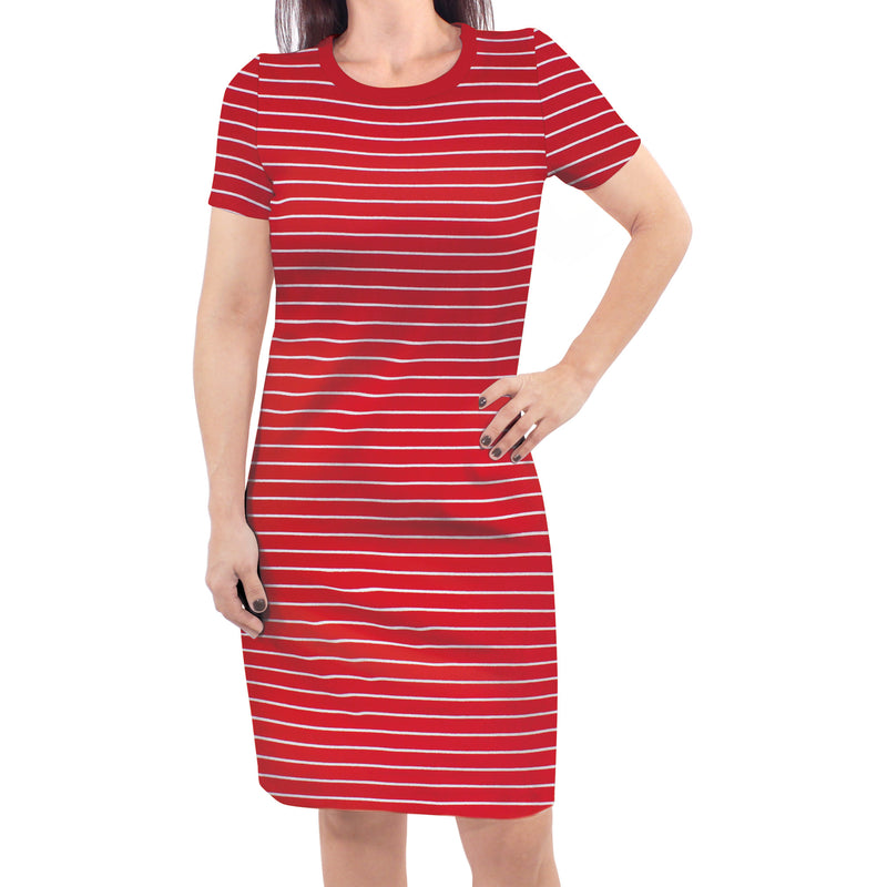 Touched by Nature Organic Cotton Short-Sleeve Dresses, Red Stripe