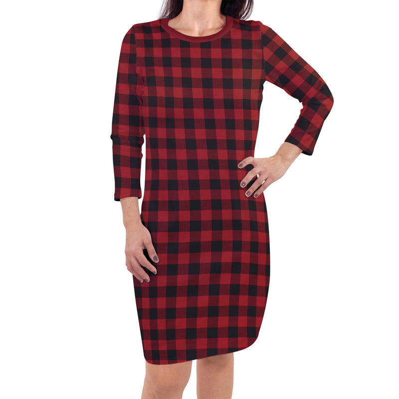 Touched by Nature Organic Cotton Long-Sleeve Womens Dresses, Buffalo Plaid