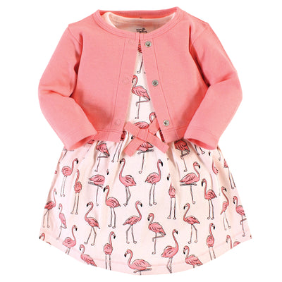 Touched by Nature Organic Cotton Dress and Cardigan, Pink Flamingo