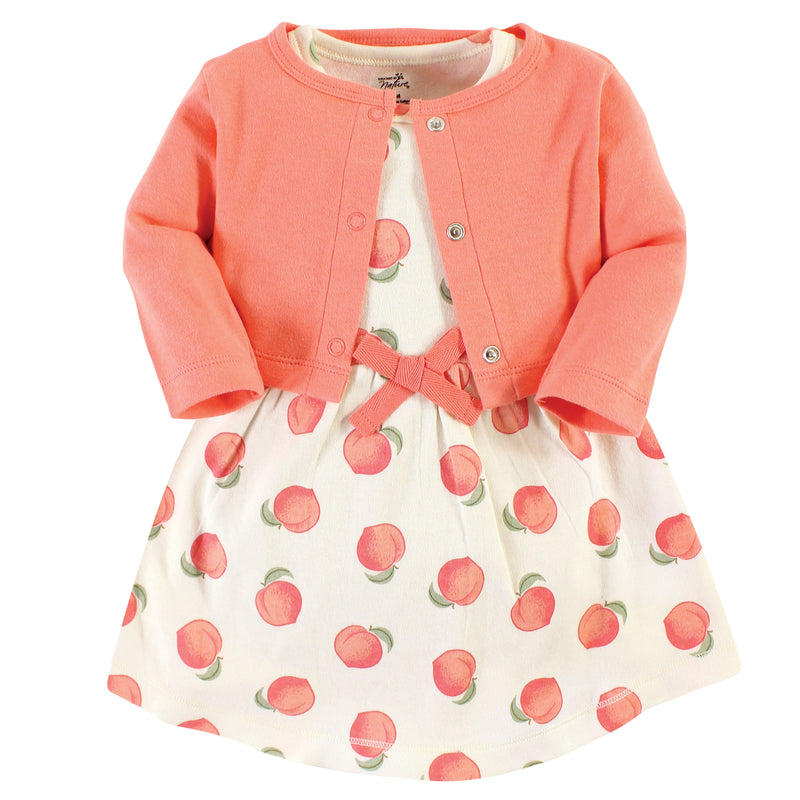 Touched by Nature Organic Cotton Dress and Cardigan, Peach