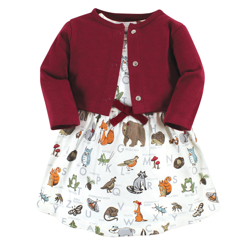 Touched by Nature Organic Cotton Dress and Cardigan, Woodland Alphabet
