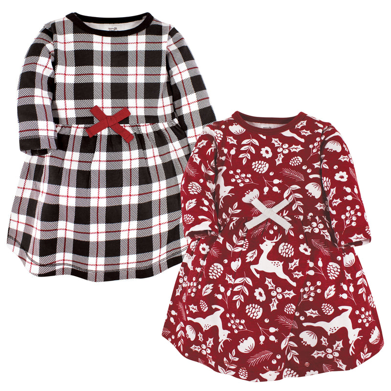 Touched by Nature Organic Cotton Short-Sleeve and Long-Sleeve Dresses, Red Winter Folk