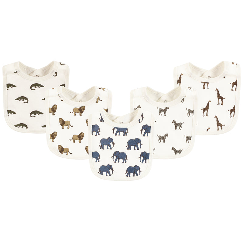 Touched by Nature Organic Cotton Bibs, Classic Safari Animals