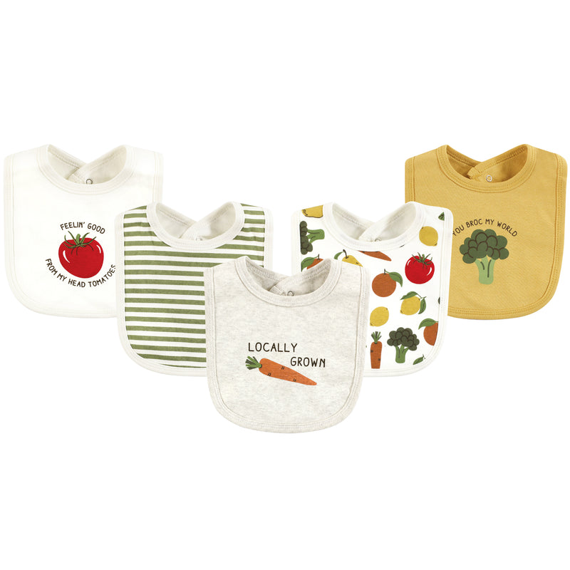 Touched by Nature Organic Cotton Bibs, Happy Veggies