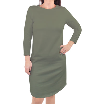 Touched by Nature Organic Cotton Long-Sleeve Dresses, Olive Green