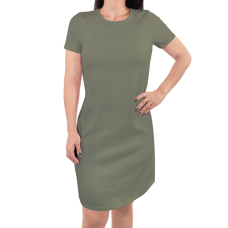 Touched by Nature Organic Cotton Short-Sleeve Dresses, Olive Green