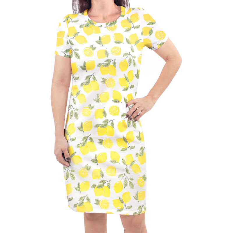 Touched by Nature Organic Cotton Short-Sleeve Womens Dresses, Lemon Tree