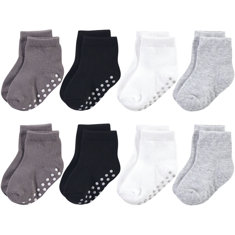 Touched by Nature Organic Cotton Socks with Non-Skid Gripper for Fall Resistance, Solid Black