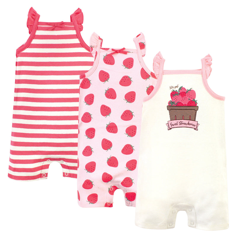 Touched by Nature Organic Cotton Rompers, Strawberries
