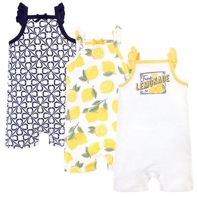 Touched by Nature Organic Cotton Rompers, Lemon Tree