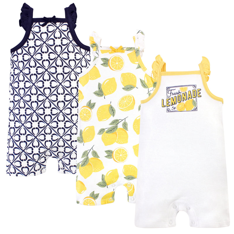Touched by Nature Organic Cotton Rompers, Lemon Tree