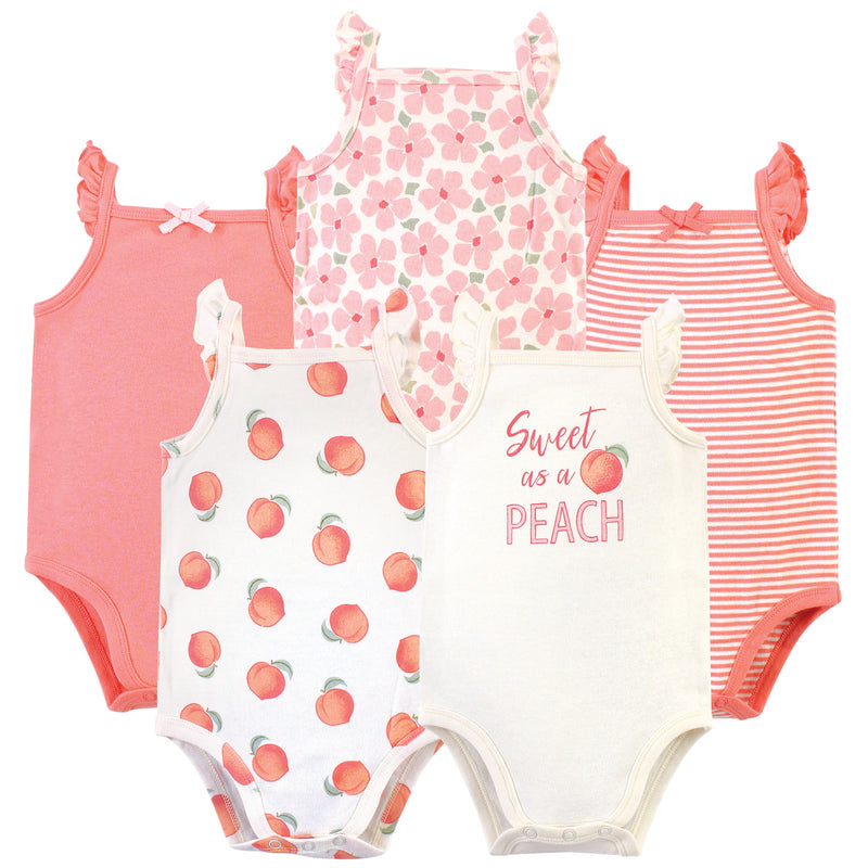 Touched by Nature Organic Cotton Bodysuits, Peach 5-Pack