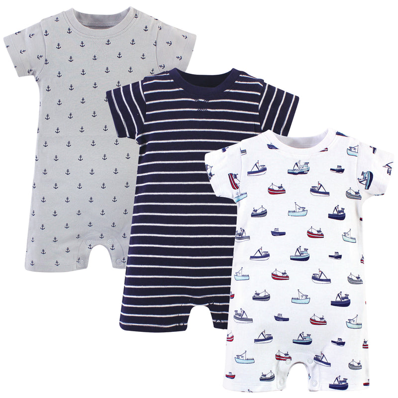 Touched by Nature Organic Cotton Rompers, Fishing Boats