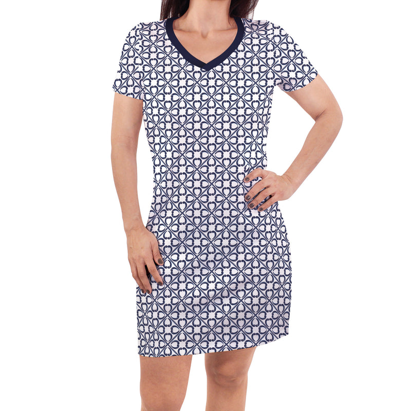 Touched by Nature Organic Cotton Short-Sleeve Dresses, Navy Tile