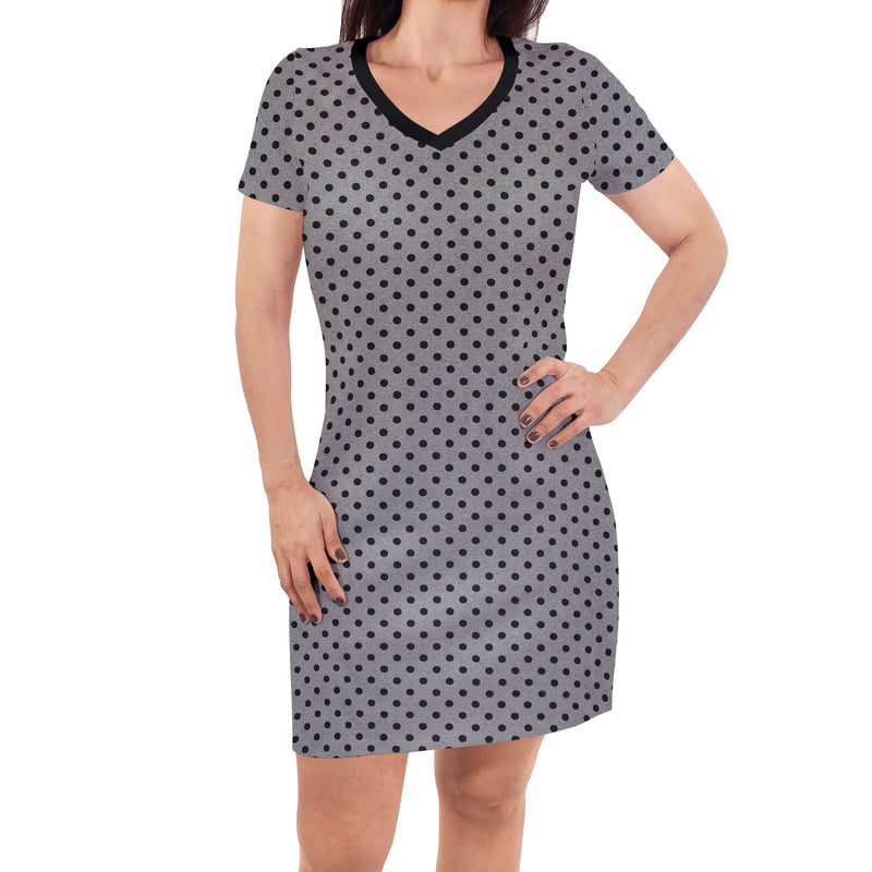 Touched by Nature Organic Cotton Short-Sleeve Dresses, Gray Black Dot