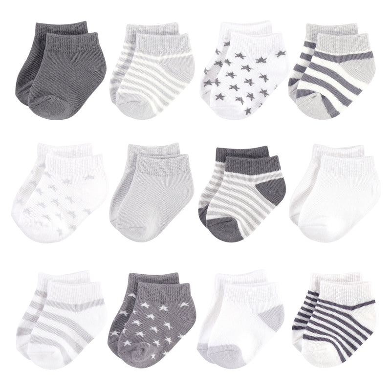 Touched by Nature Organic Cotton Socks, Cream Charcoal Stars